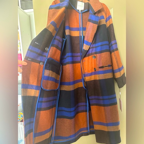 LAST CHANCE AVEC LES FILLES Wool Blend Plaid Raglan Coat - Picture 8 of 12